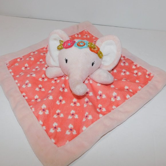 2018 Levtex Baby Pink Floral elephant security Blanket plush Lovey Nunu Soother - Picture 2 of 7